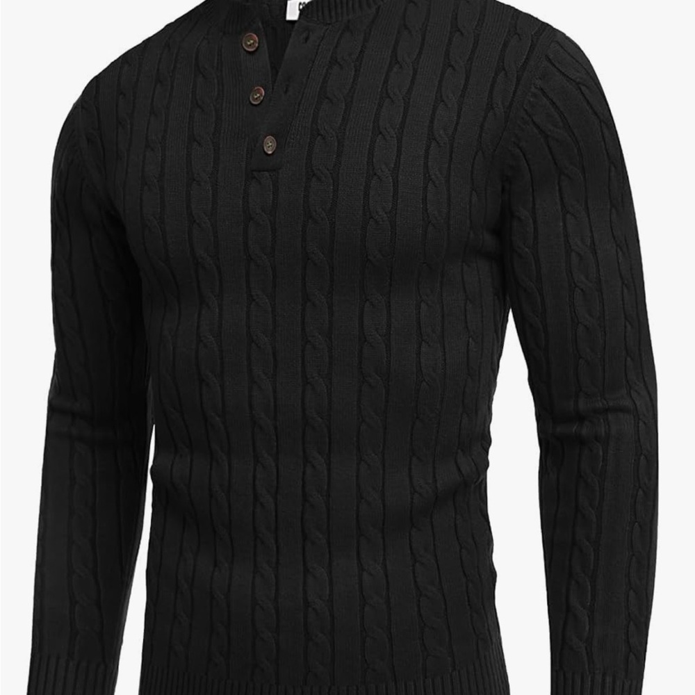 Men's Black Cable Knit Sweater